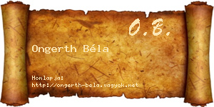 Ongerth Béla névjegykártya